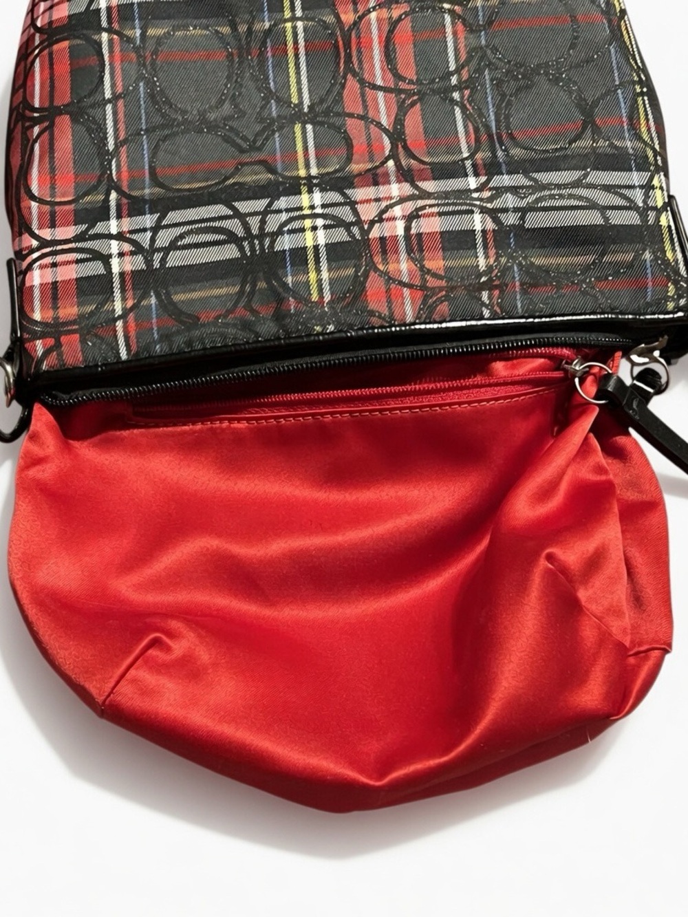 Coach Black and Red Plaid Tartan Signature Crossbody - Picture 6 of 12